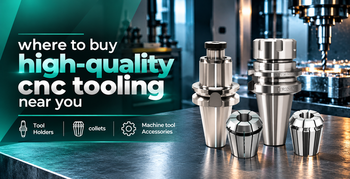 CNC tool holders, collets and machining accessories arranged for product comparison.